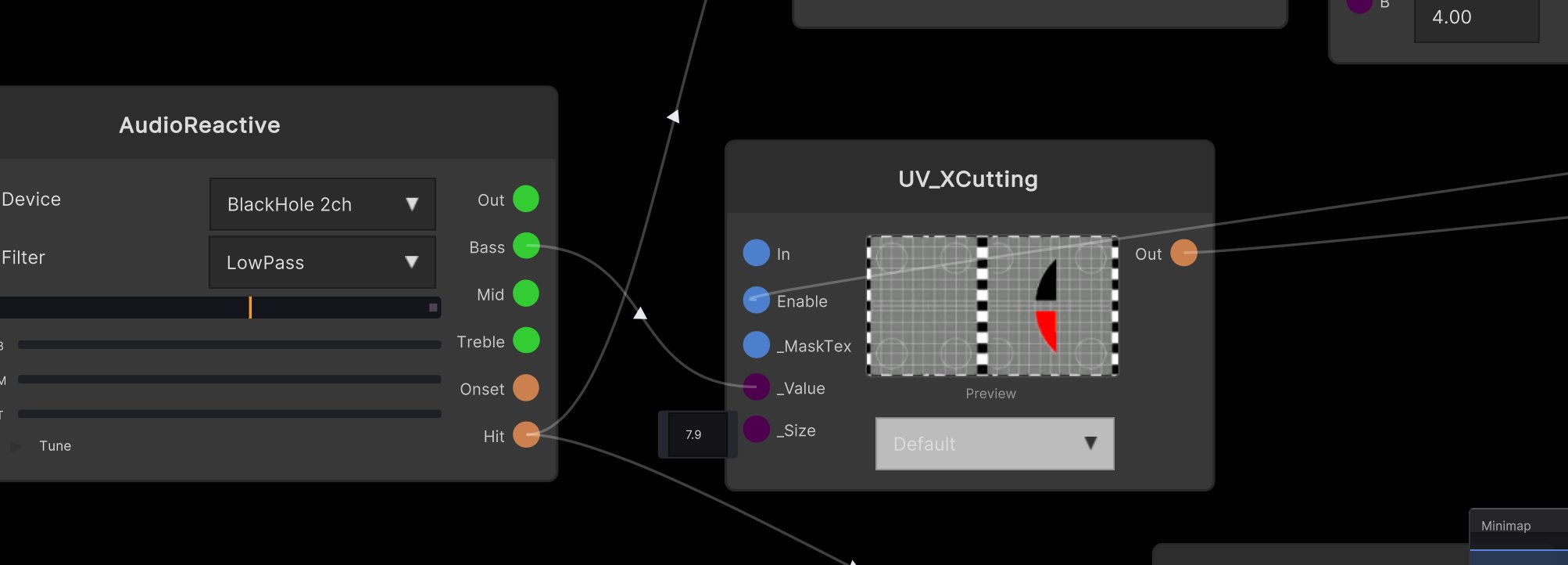 Bass を UV_XCutting の _Value へ